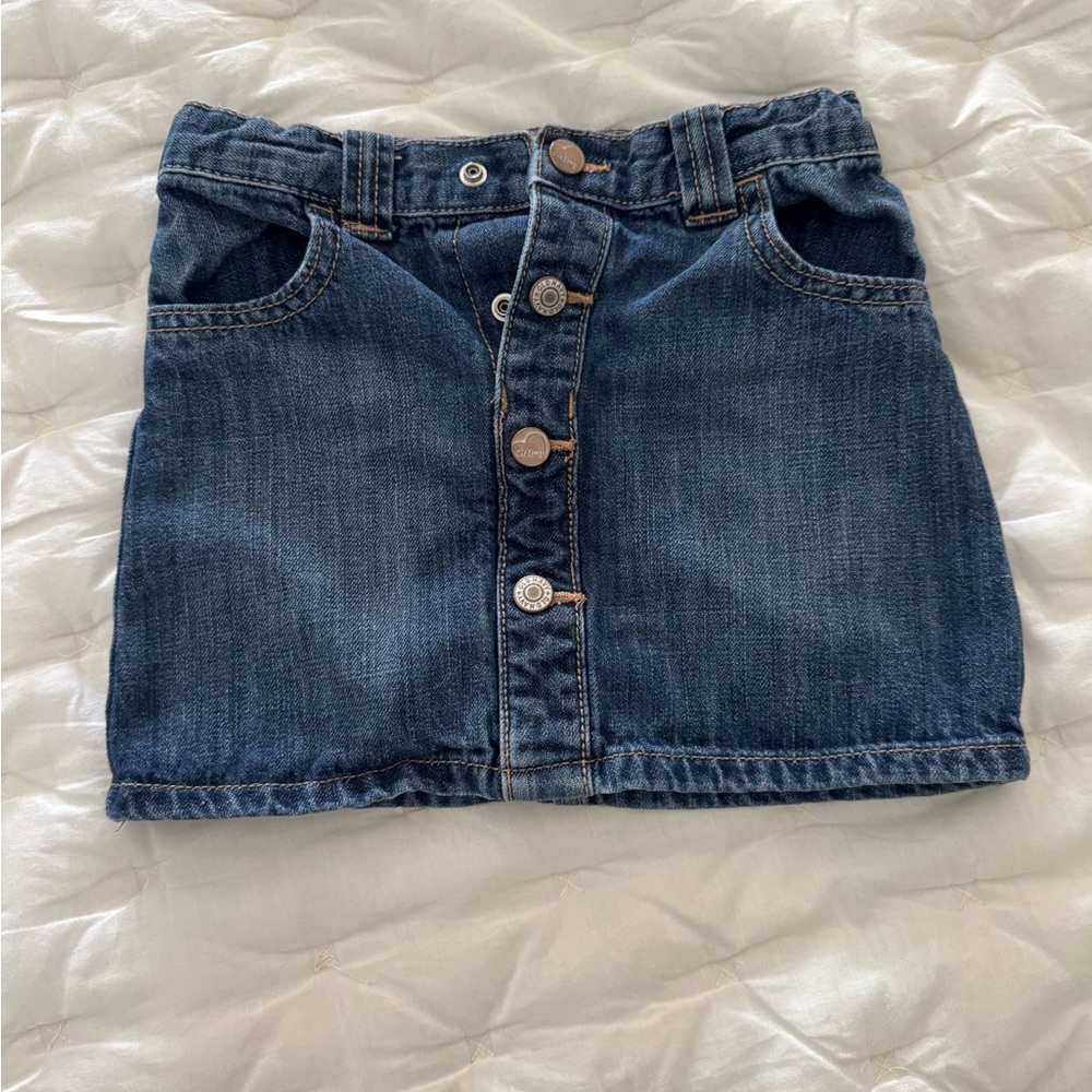 Denim Button-Front Skirt